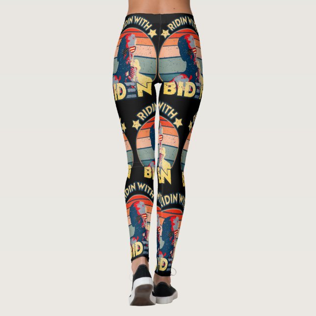 Leggings Ridin' With Biden Manger Ice Cream Retro Sunset (Dos)