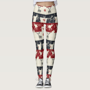 Leggings Rindeer nordique rustique et flocon de neige   Mot