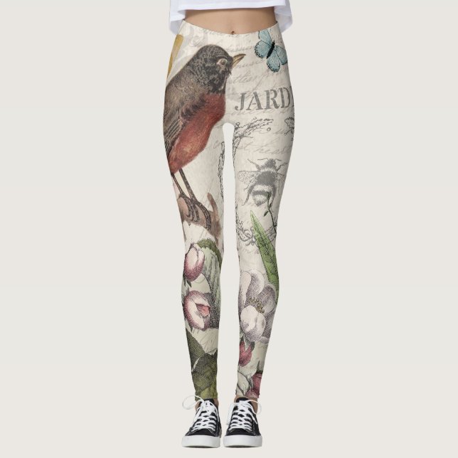 Leggings Robin Elegant Bird Butterfly French Art (Devant)