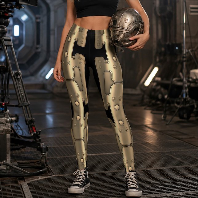 Leggings Robot Android Métallique Doré (Créateur téléchargé)