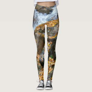 Leggings rochers feuille dorés naturels