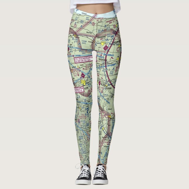 Leggings Rochester NY Aviation Map Prix de vente (Devant)