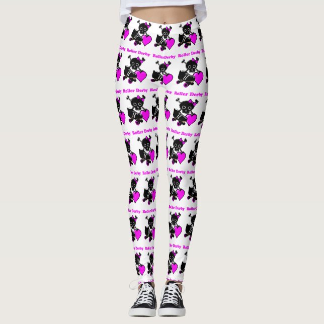 Leggings Roller Derby Heart (Rose) (Devant)