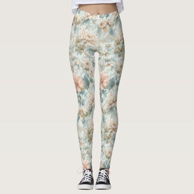 Leggings Romantic Regency Pastel Floral Print (Devant)