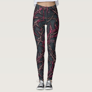 Leggings Ronce piquante grunge : rose foncé et cuivre organ
