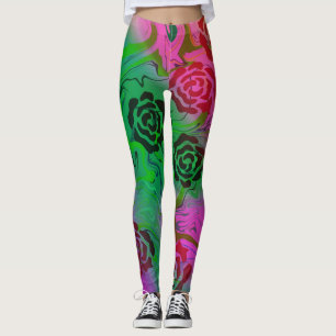 Leggings rose abstrait