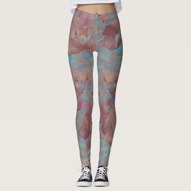Leggings Rose acrylique floral de Peinture-Rose (Devant)