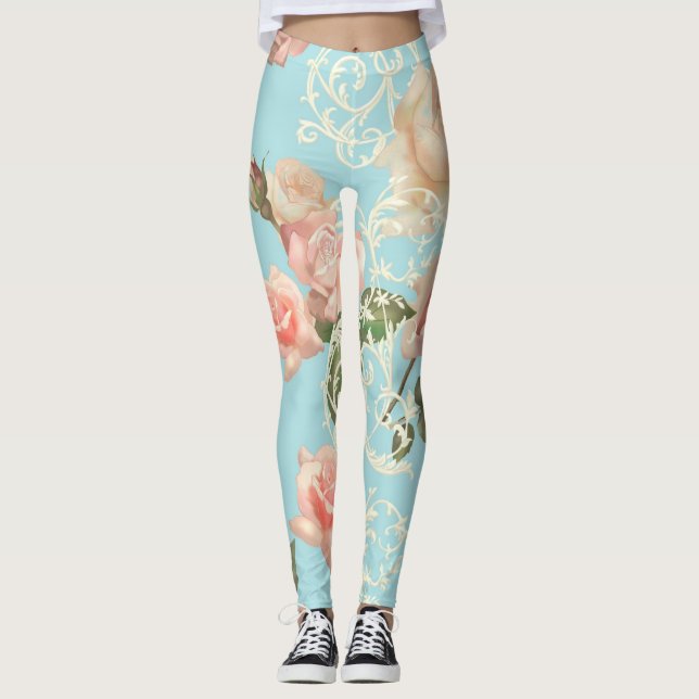 Leggings Rose aquarelle délicat (Devant)