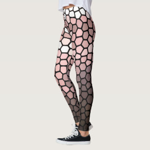 Leggings rose, blanc et gris