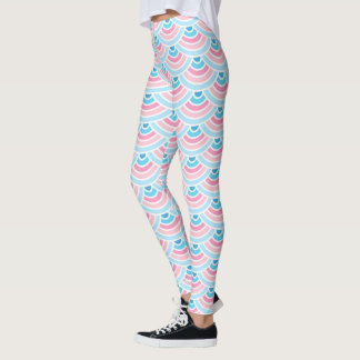 Leggings Rose bleu Aqua Blue Wave Circles Art Motif