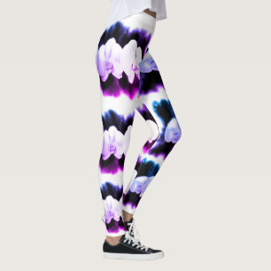 Leggings Rose bleu violet aquarelle Orchidées Motif