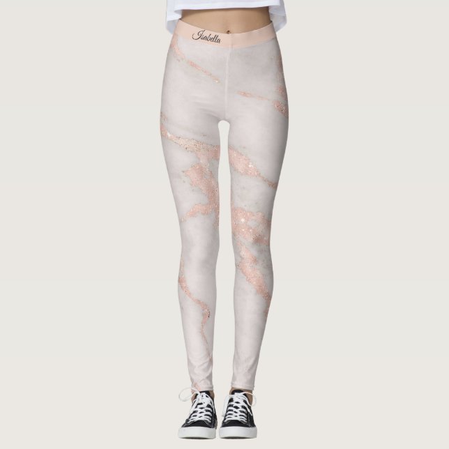 Leggings Rose de luxe Pink Blush Parties scintillant Marble (Devant)