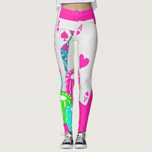 Leggings Rose de tisonnier de nerf de boeuf de jeu de carte