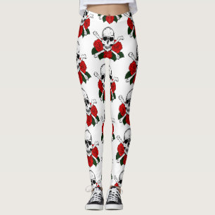 Leggings Rose des crânes