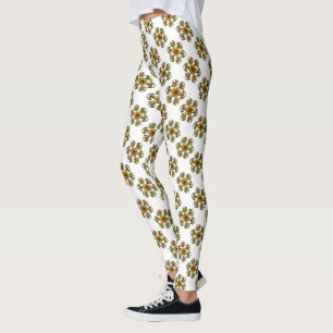 Leggings ROSE EN OR AVEC RUBE ROUGE, Motif blanc