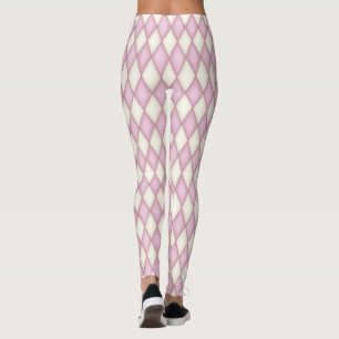 Leggings Rose et Harlequin Diamant à carreaux Ivoire