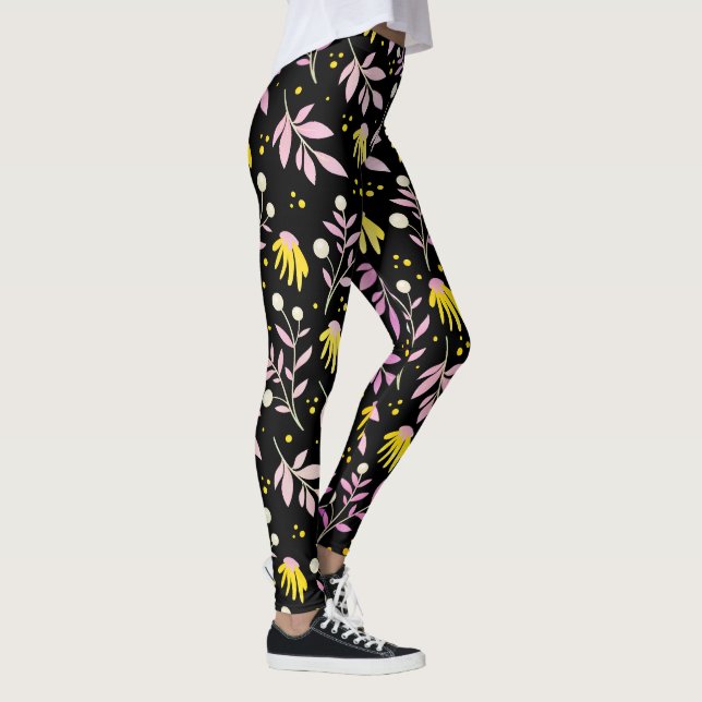 Leggings Rose + Fleurs Jaunes (Droite)