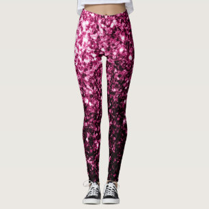 Leggings Rose foncé faux brillant paillettes scintillent