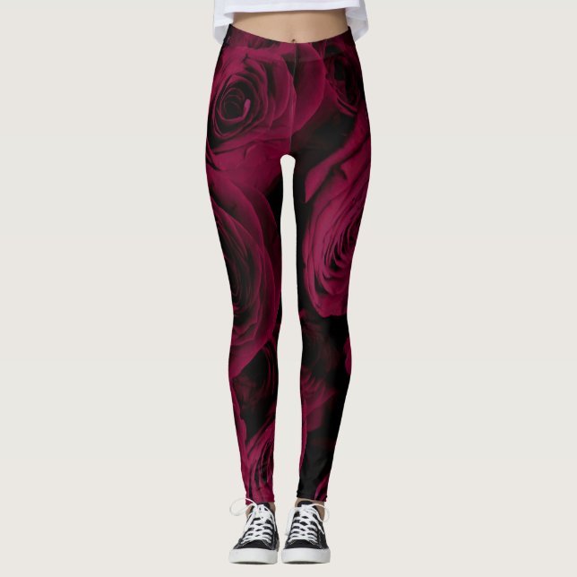 Leggings Rose foncé magenta rouge bordeaux (Devant)