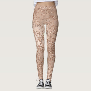 Leggings Rose Gold Blush Rose Pâle Glamour Étincelant Chic