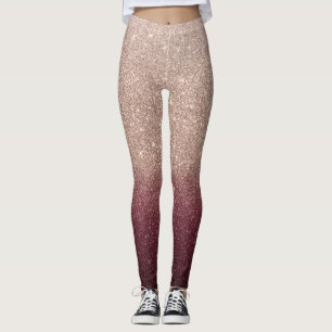 Leggings Rose Gold & Bourgogne Parties scintillant Ombre Mo