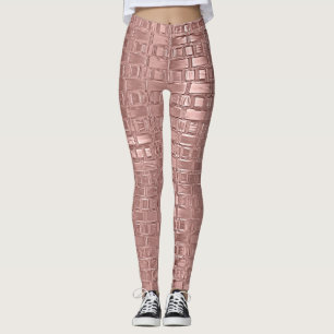Leggings Rose Gold Faux Métallic Géométrique Brick Modulée