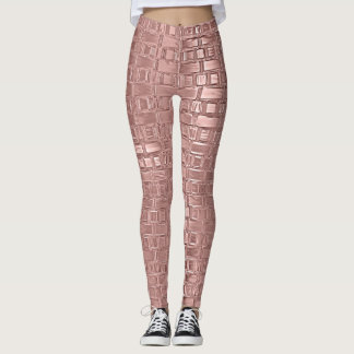 Leggings Rose Gold Faux Métallic Géométrique Brick Modulée