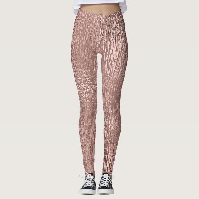 Leggings Rose Gold Faux Metallic Streak (Devant)