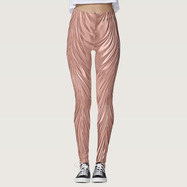 Leggings Rose Gold Faux Metalll Swirl (Devant)