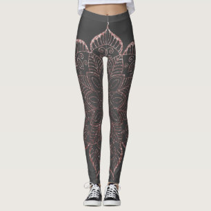 Leggings Rose Gold Faux Parties scintillant Mandala sur Dar