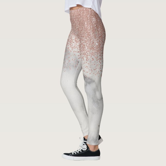 Leggings Rose Gold Ombre Parties scintillant Fading Marble  (Gauche)
