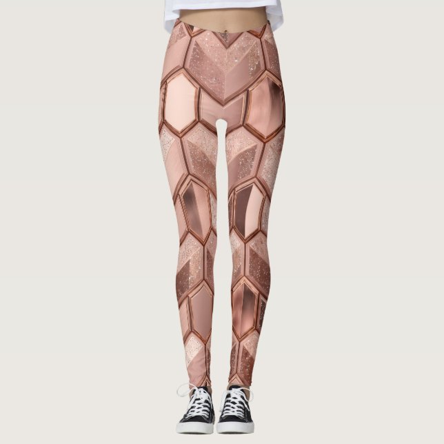 Leggings Rose Gold Pattern Design – Elegant Luxury Metallic (Devant)