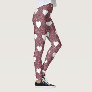Leggings Rose Gold Rose Coeur Motif Valentines Jour