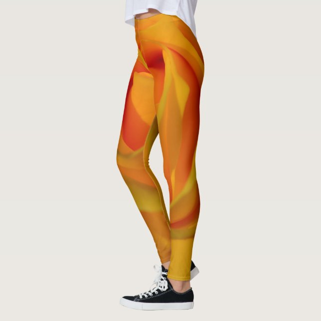 Leggings Rose jaune orange rose rose romantique (Gauche)