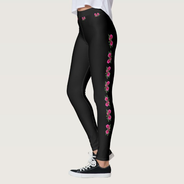 Leggings Rose Motif noir (Gauche)