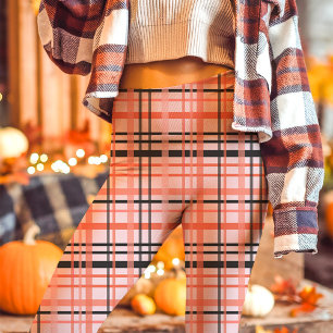 Leggings Rose, Orange et Noir Carreaux Automne 