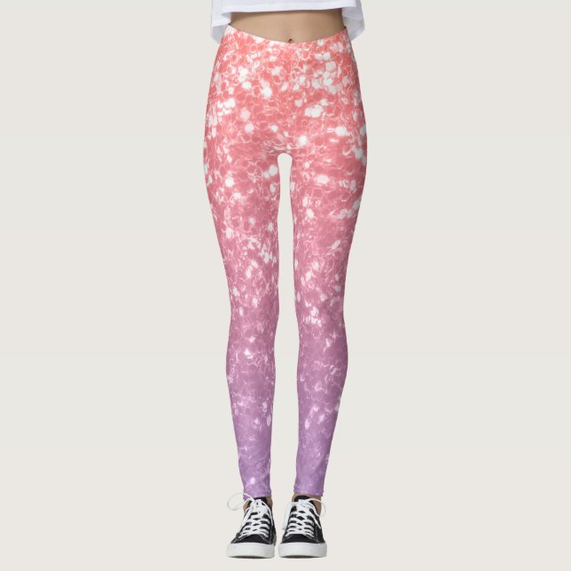 Leggings Rose rose violet lavande faux pétille parties scin (Devant)