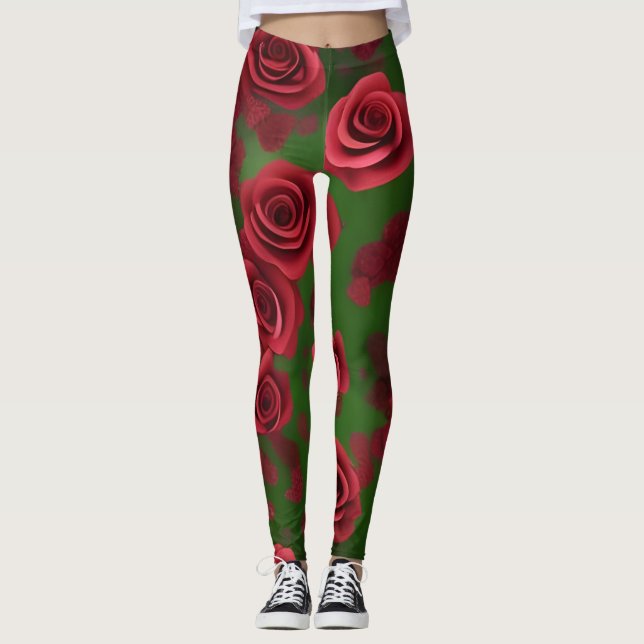 Leggings rose, roses par or ej (Devant)