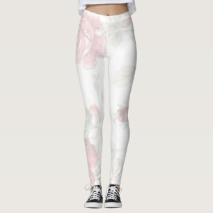 Leggings Rose rouge avec impression de fond blanc