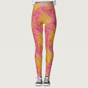 Leggings rose saumon avec soleil orange design