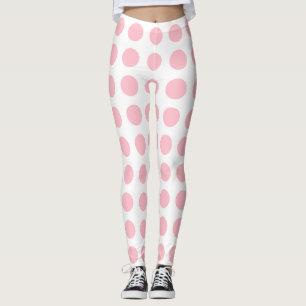 Leggings Rose sur blanc Grand format Pois horizontaux