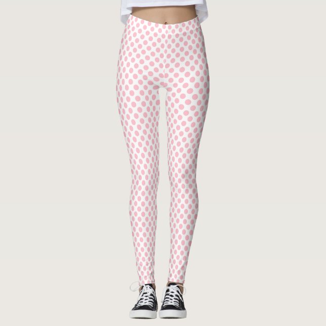 Leggings Rose sur blanc Pois de petite taille (Devant)