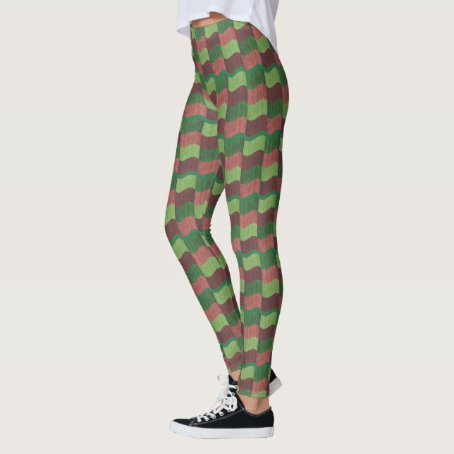 Leggings "Rose & Vert Forme de drapeau Imprimer" Leggations (Gauche)