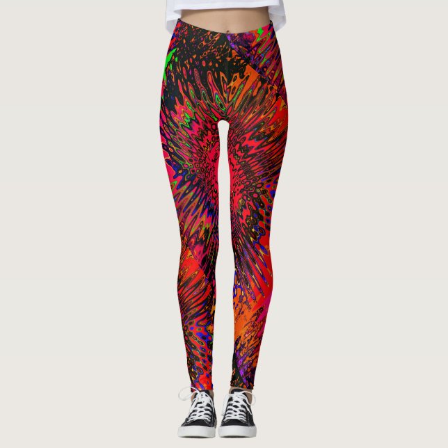 Leggings Rose vert rouge rouge rouge du Kaleidoscope (Devant)
