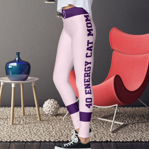 Leggings Rose Violet 40e Anniversaire Mère de Chat Personna