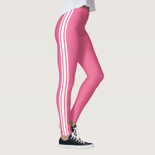 Leggings roses à bandes blanches avec couleur pers (Droite)