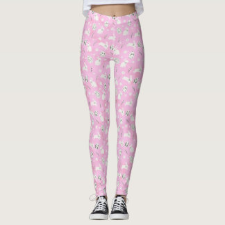 Leggings roses à motif lapin