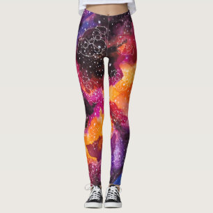 Leggings Roses d'oranges de galaxie d'étoiles de