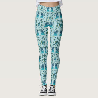 Leggings Roses In a Rough Patch Aqua