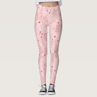 Leggings roses Motifs d'arbre de Noël